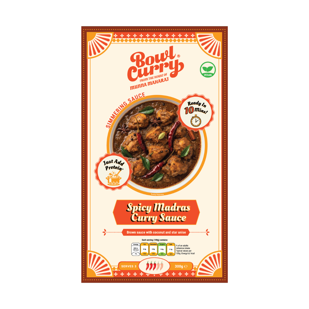 Bowl Curry Spicy Madras Curry Sauce - Spicy Curry Mix for Veg or Meat, Use With Any Protein - 300g