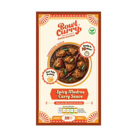 Bowl Curry Spicy Madras Curry Sauce - Spicy Curry Mix for Veg or Meat, Use With Any Protein - 300g