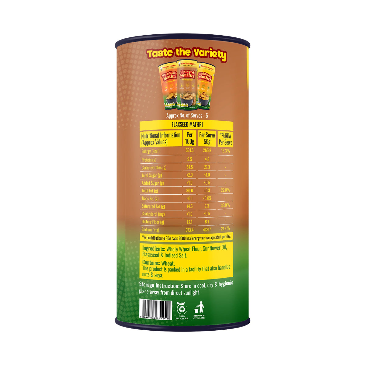 Healthy Master Baked Flaxseed Mathri - 250g
