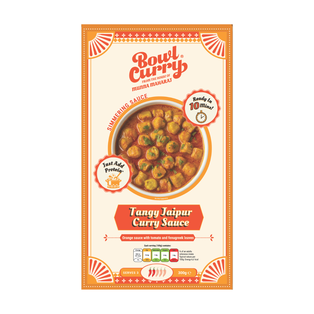 Bowl Curry Tangy Jaipur Curry Sauce - Spicy Curry Mix for Veg or Meat, Use With Any Protein - 300g